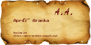 Apró Aranka névjegykártya